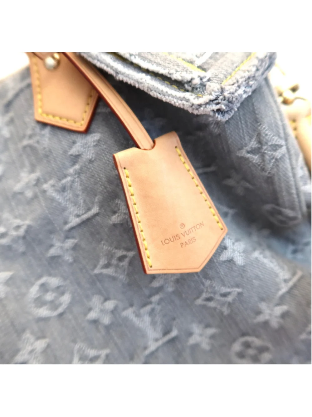 LOUIS VUITTON Washed Grey Denim Soft Speedy 30